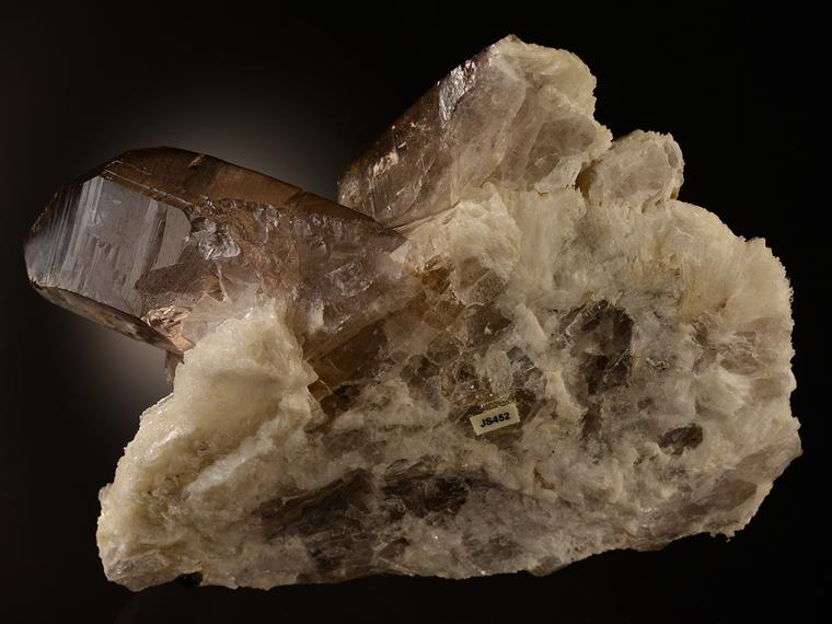 TOPAZ on QUARTZ var. Smoky with ALBITE (repaired)